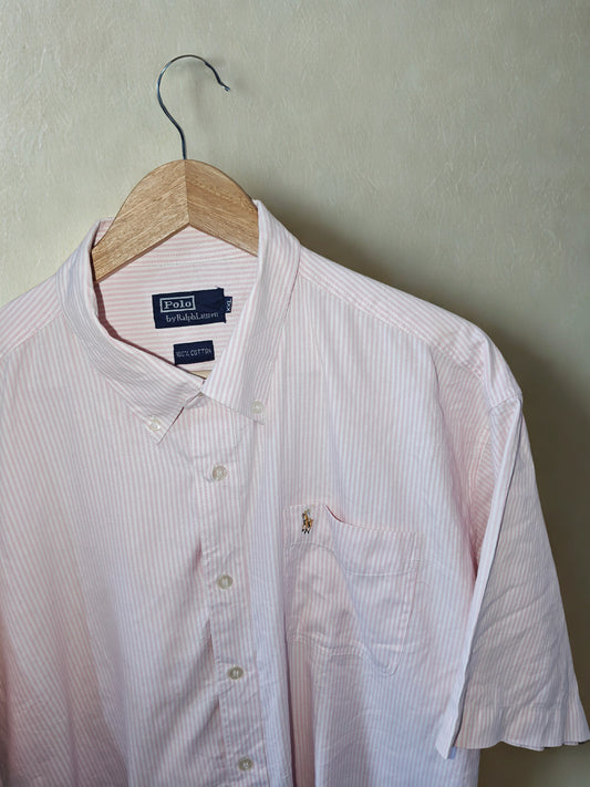 Polo by Ralph Lauren Men’s Short Sleeve Button-Down Shirt Pink/White Stripe
