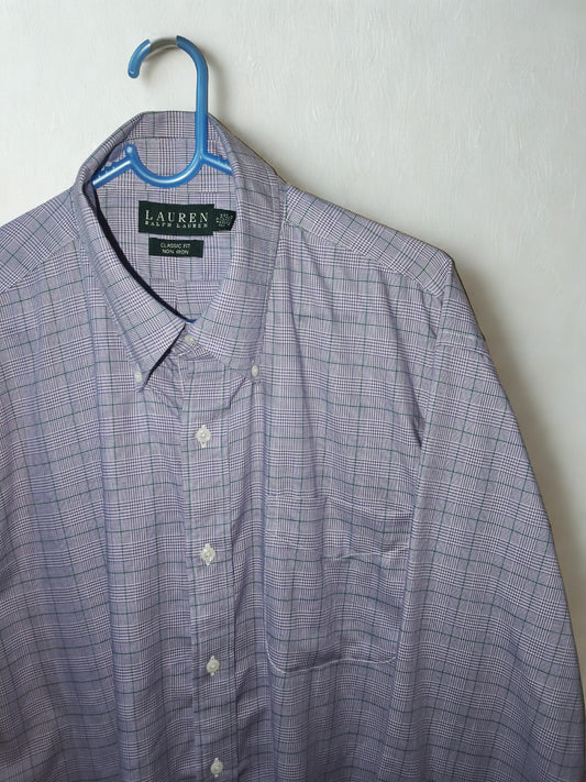 Lauren Ralph Lauren Men’s Shirt 17 34/35 XL Classic Fit Purple Plaid Check