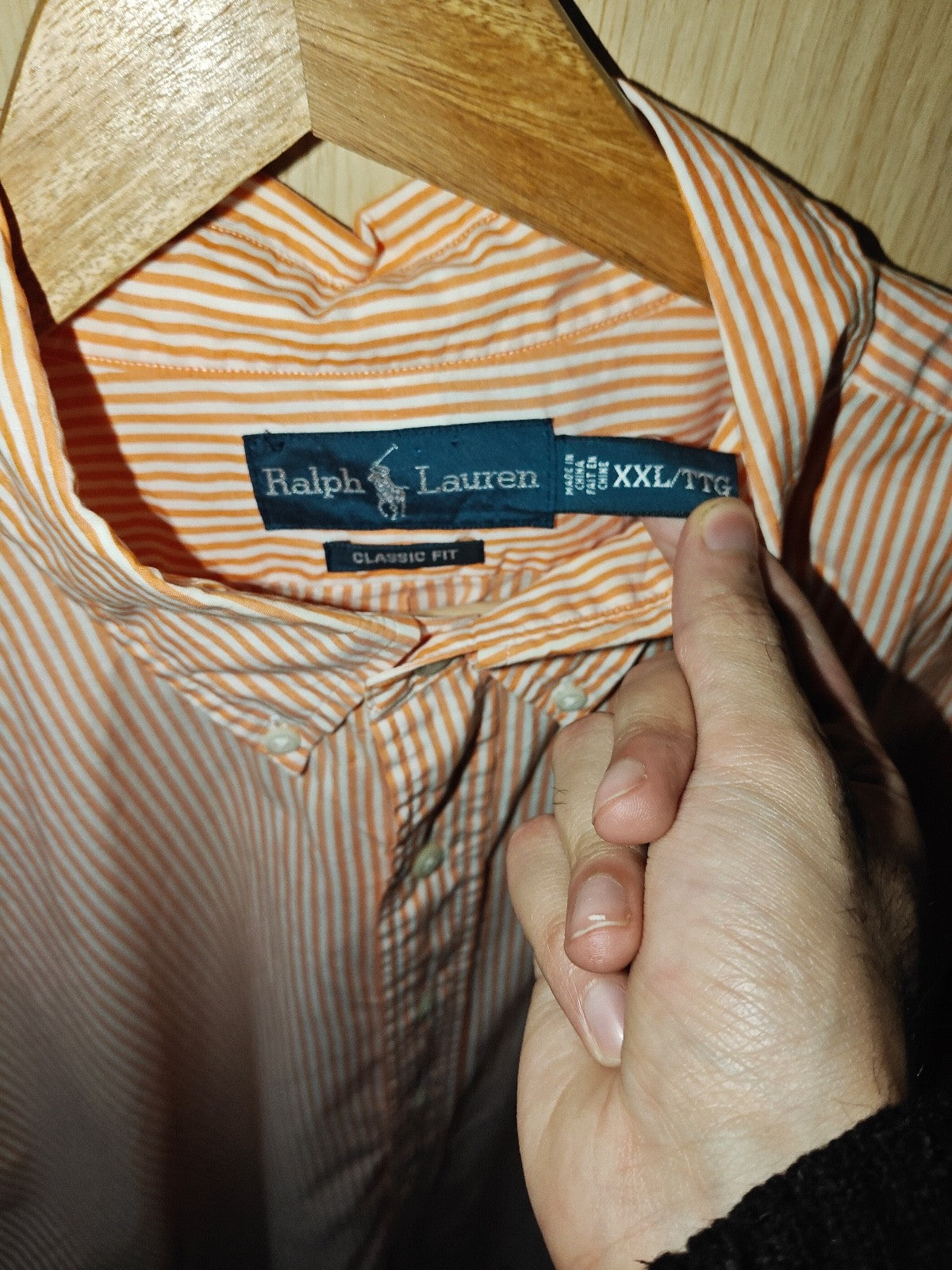Ralph Lauren Classic Fit XXL Orange White Stripe Short Sleeve 100% Cotton Shirt