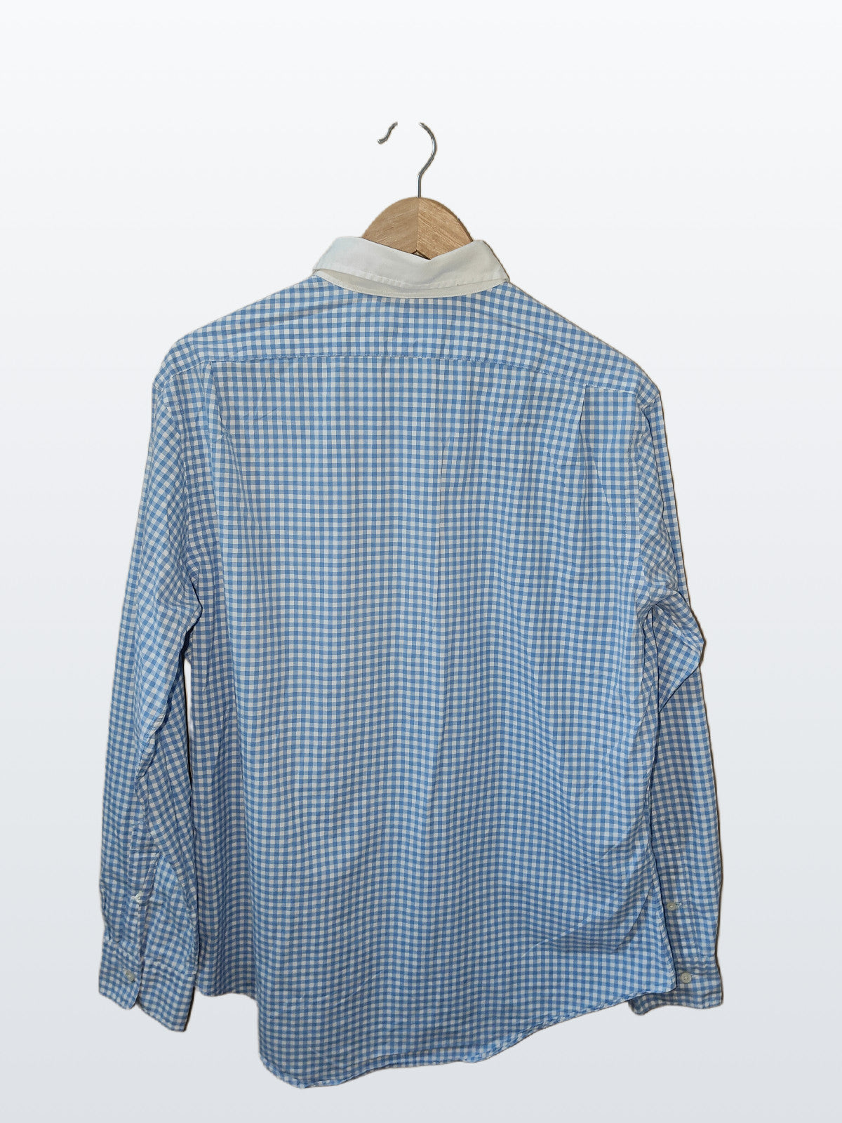 Ralph Lauren Men’s Blue Gingham Dress Shirt White Club Collar Large L