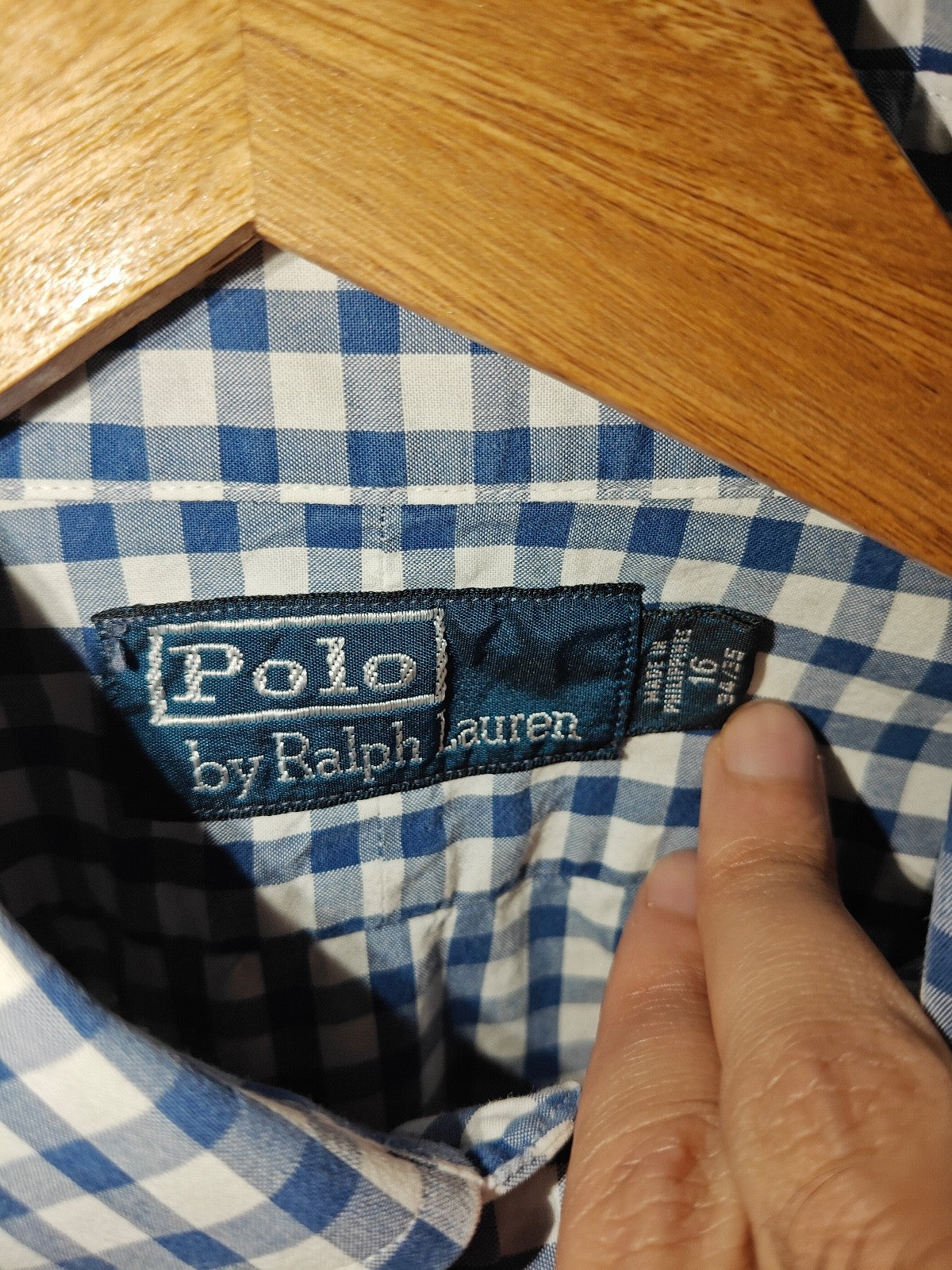 Polo Ralph Lauren Men’s Blue Gingham Check Shirt – Size 16 34/35 (Large)