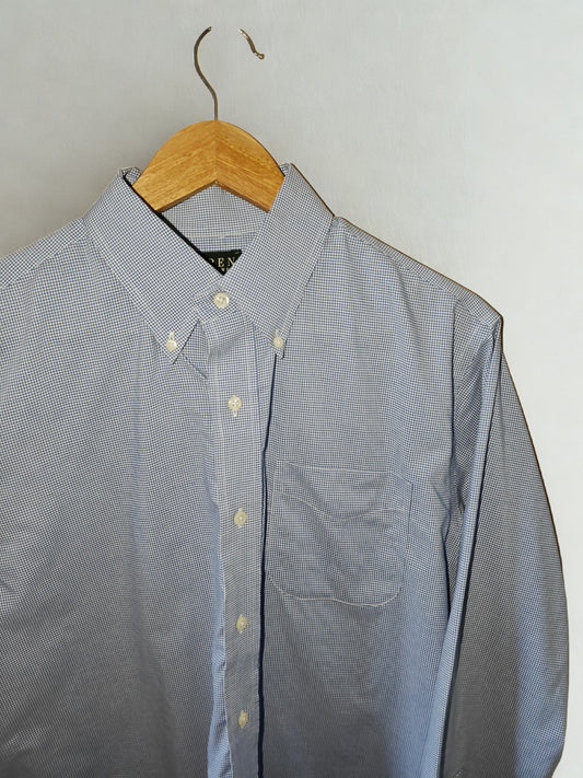 Lauren Ralph Lauren Classic Fit Blue Micro-Check Shirt – Size 16 34/35
