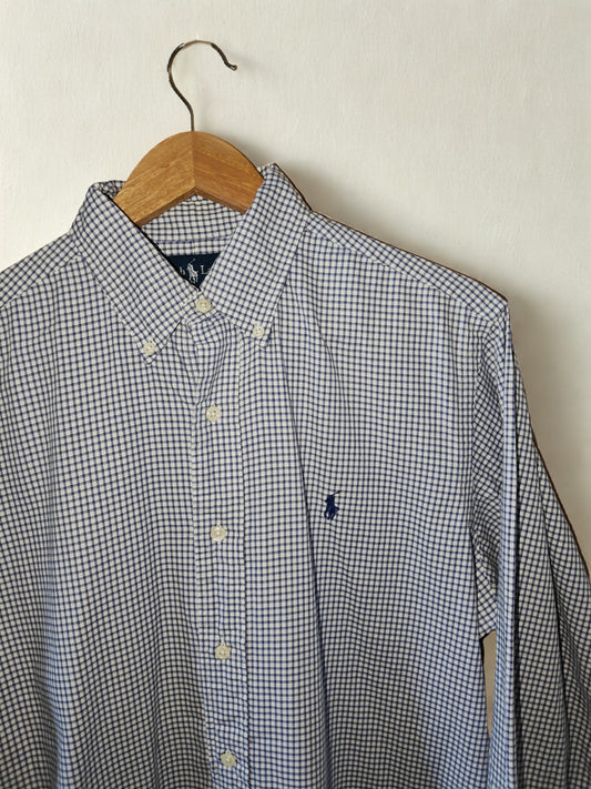 Polo Ralph Lauren Classic Fit Blue Micro-Check Shirt – Size 16.5 (XL)