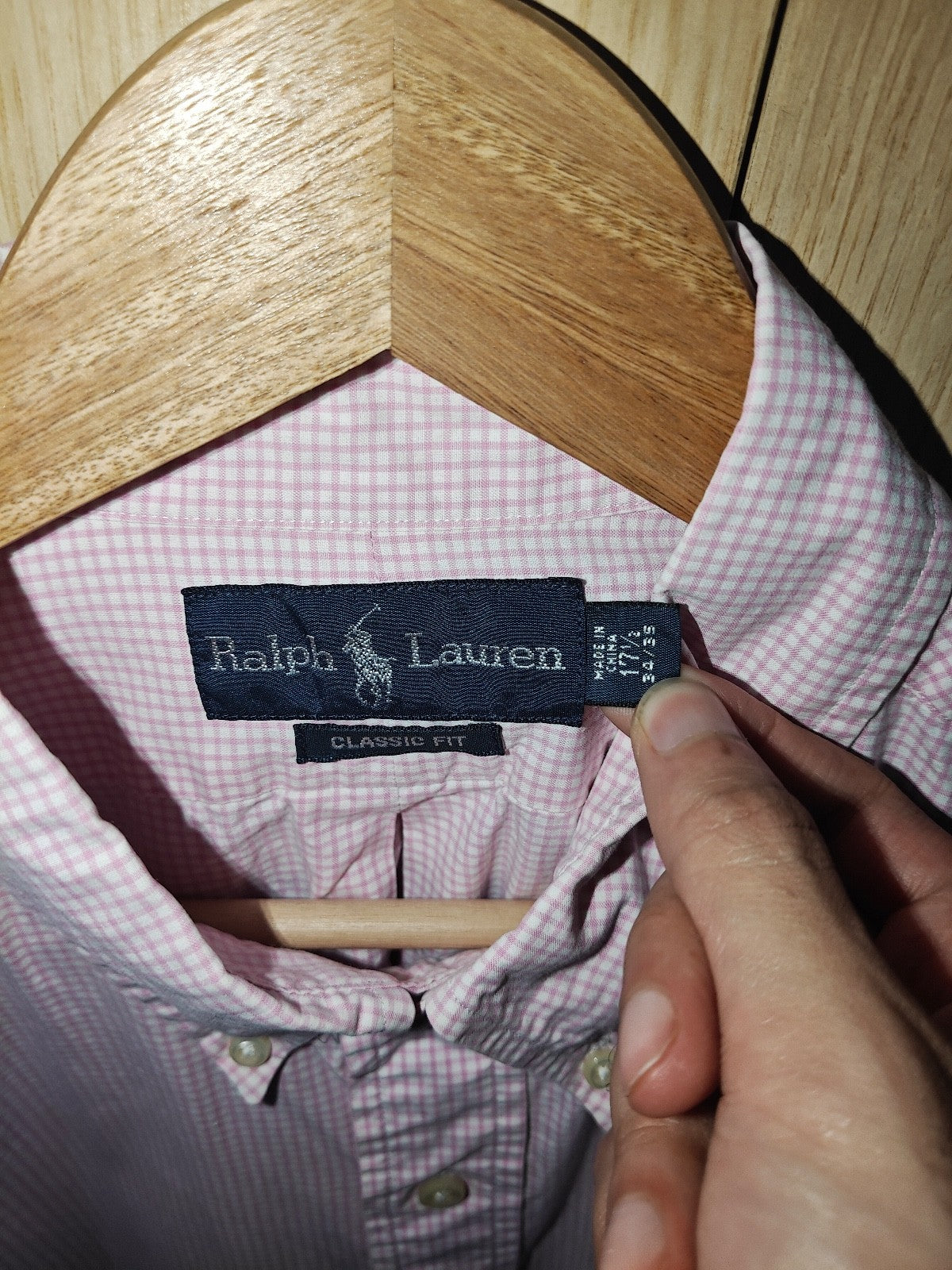 Ralph Lauren Men’s Classic Fit Pink Check Shirt Long Sleeve Size 17.5 34/35