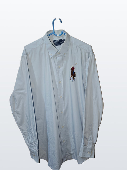 Polo Ralph Lauren Men’s Shirt XXL 2XL Custom Fit Big Pony Logo Light Blue