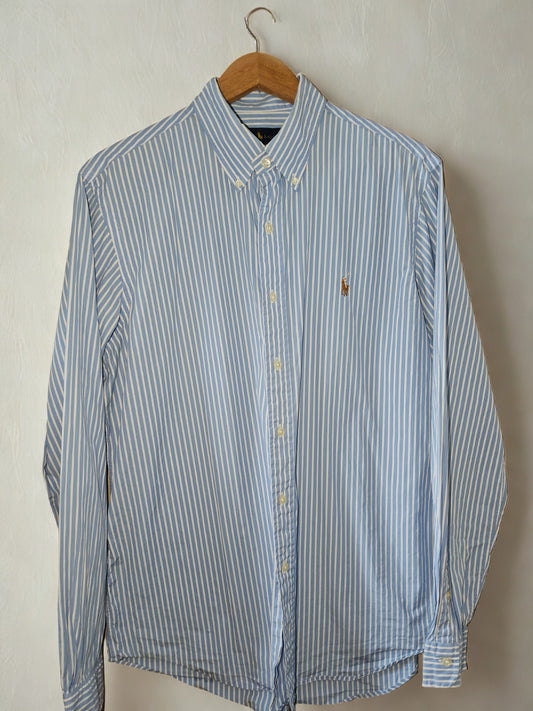 Ralph Lauren Classic Fit Blue &amp; White Striped Button-Down Shirt – Size L