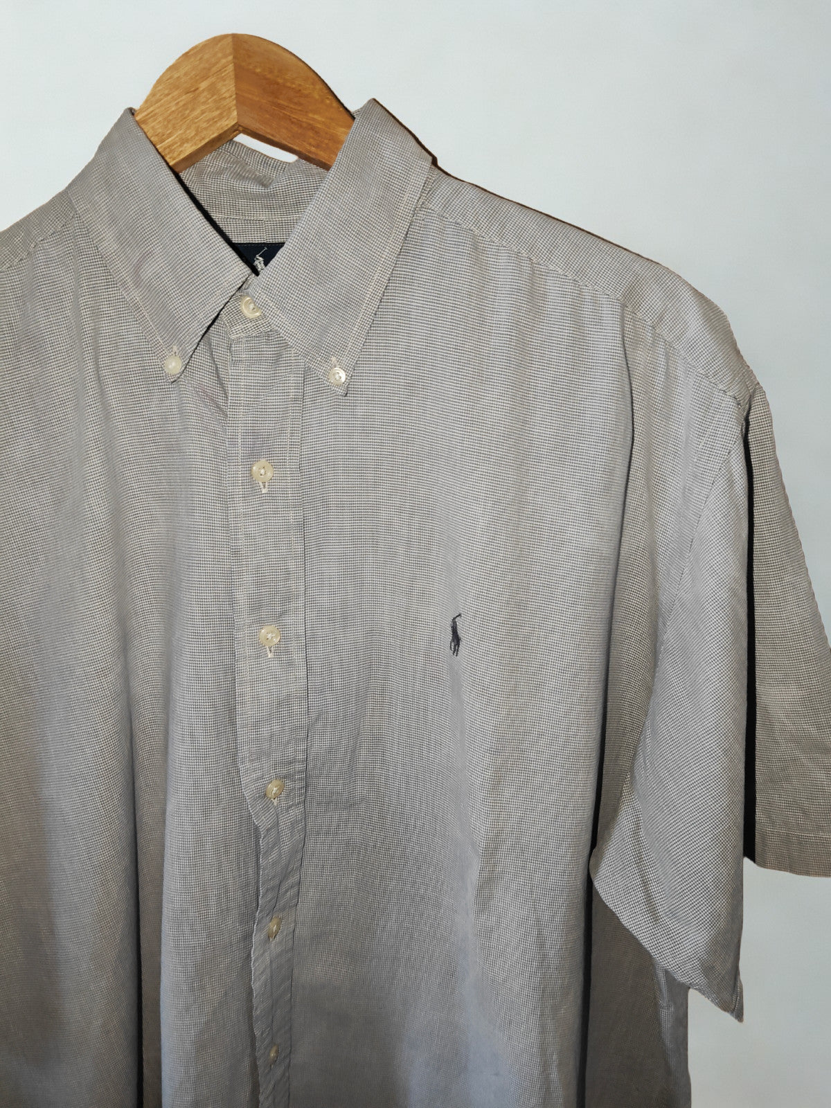 Ralph Lauren Blaire Men’s L Grey Micro-Check Short Sleeve Button-Down Shirt
