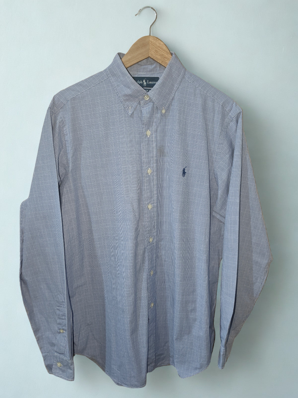 Ralph Lauren Men’s Classic Fit Shirt Blue Check Plaid Button Down  16/L