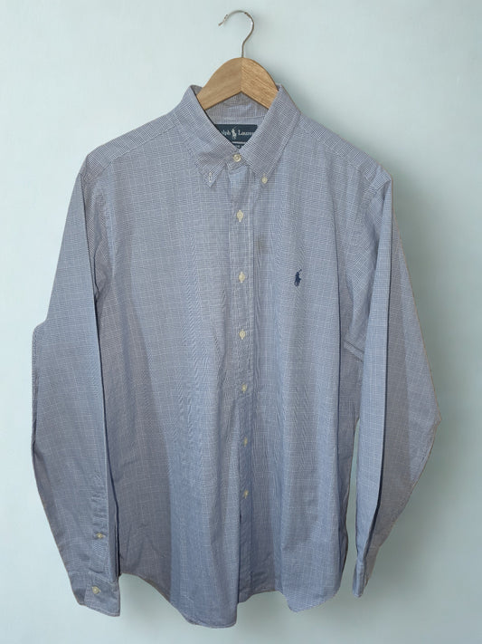 Ralph Lauren Men’s Classic Fit Shirt Blue Check Plaid Button Down  16/L