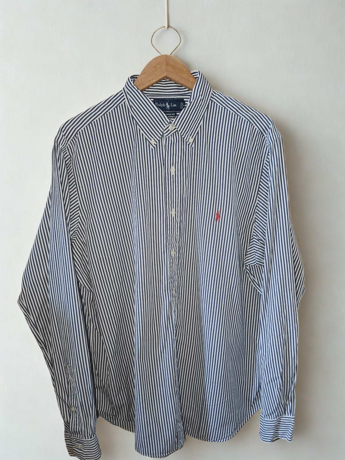 Ralph Lauren Classic Fit Navy &amp; White Striped Shirt – Size 17 (XL)