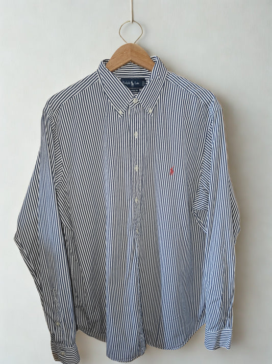 Ralph Lauren Classic Fit Navy &amp; White Striped Shirt – Size 17 (XL)