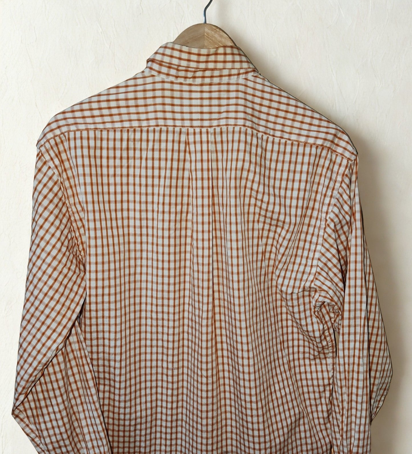 Polo Ralph Lauren 100% Cotton Button Down Shirt Orange Brown Check Size 15.5 M