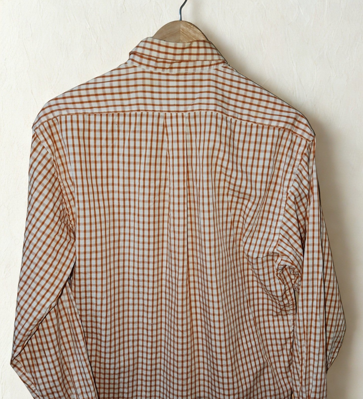 Polo Ralph Lauren 100% Cotton Button Down Shirt Orange Brown Check Size 15.5 M