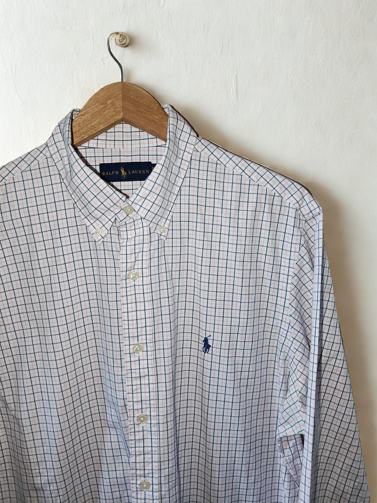 Ralph Lauren Men’s 16.5 / 42 Pink Blue Check Shirt Long Sleeve Button-Down