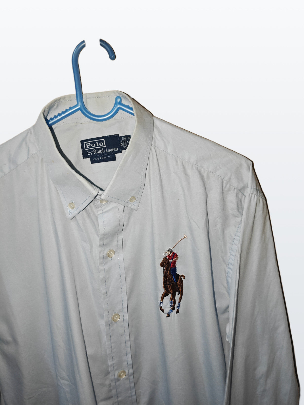 Polo Ralph Lauren Men’s Shirt XXL 2XL Custom Fit Big Pony Logo Light Blue