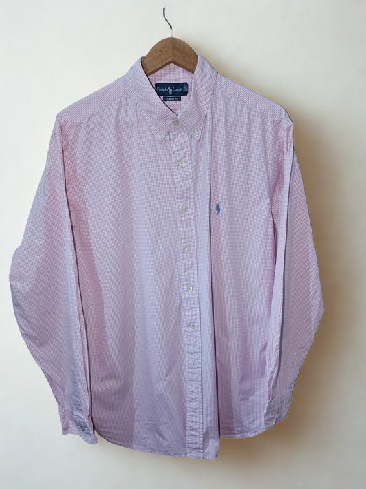 Ralph Lauren Men’s Classic Fit Pink Check Shirt Long Sleeve Size 17.5 34/35