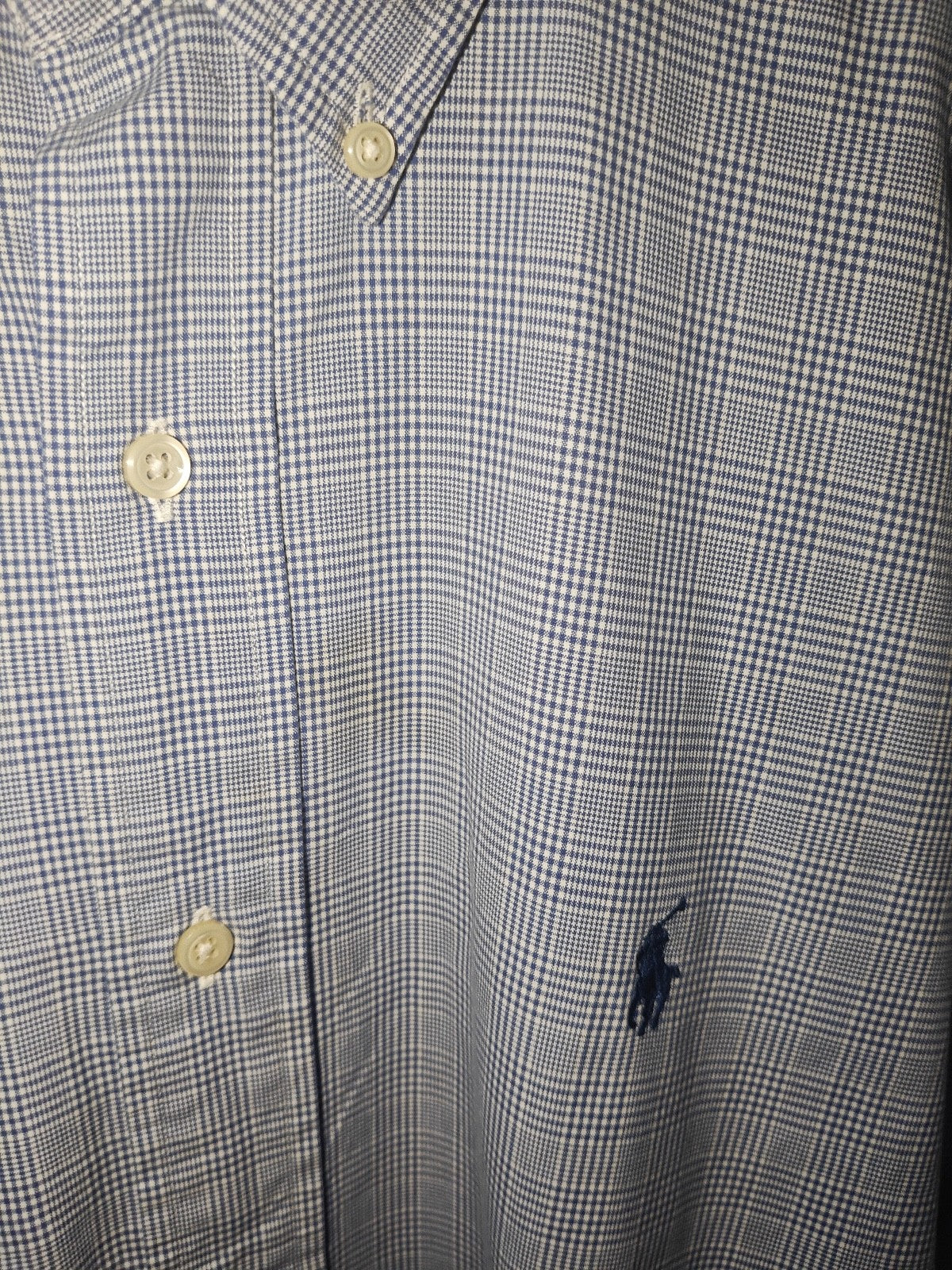 Ralph Lauren Men’s Classic Fit Shirt Blue Check Plaid Button Down  16/L