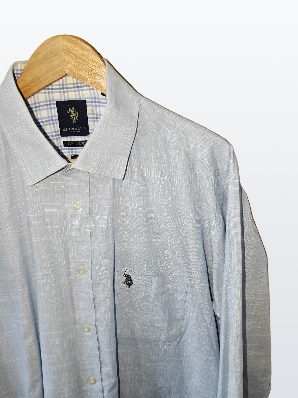 U.S. Polo Assn. Men’s Dress Shirt Light Blue Long Sleeve Regular Fit Size XL