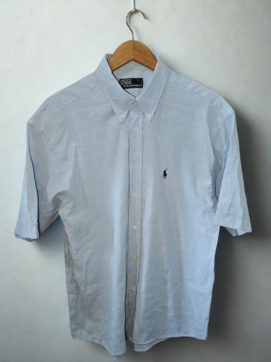 Polo Ralph Lauren Men’s Short Sleeve Button-Down Oxford Shirt Light Blue Size