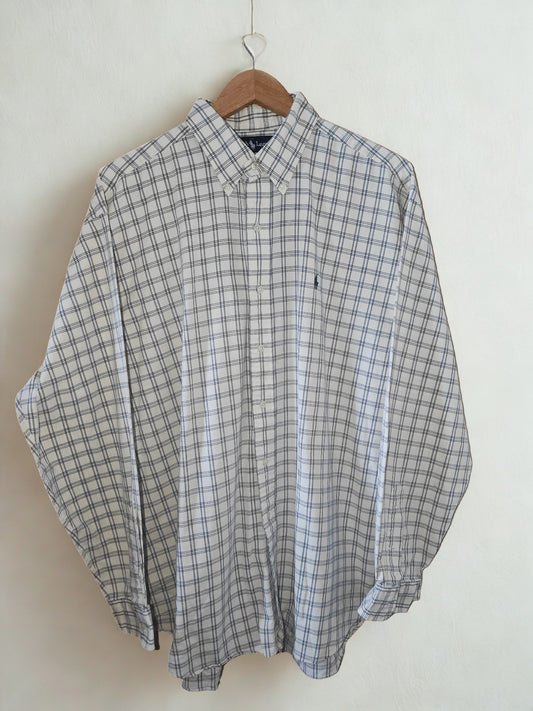 Ralph Lauren Blaire Men’s Button Down Shirt Navy White Check Long Sleeve Size