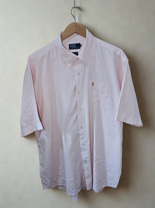 Polo by Ralph Lauren Men’s Short Sleeve Button-Down Shirt Pink/White Stripe