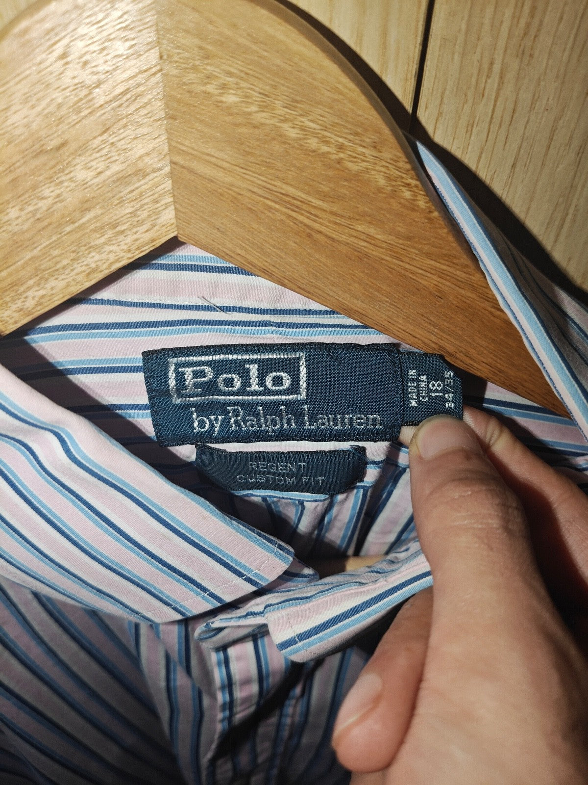 Ralph Lauren Men’s Regent Custom Fit Striped Shirt Pink Blue XL 18 34/35 (XL)