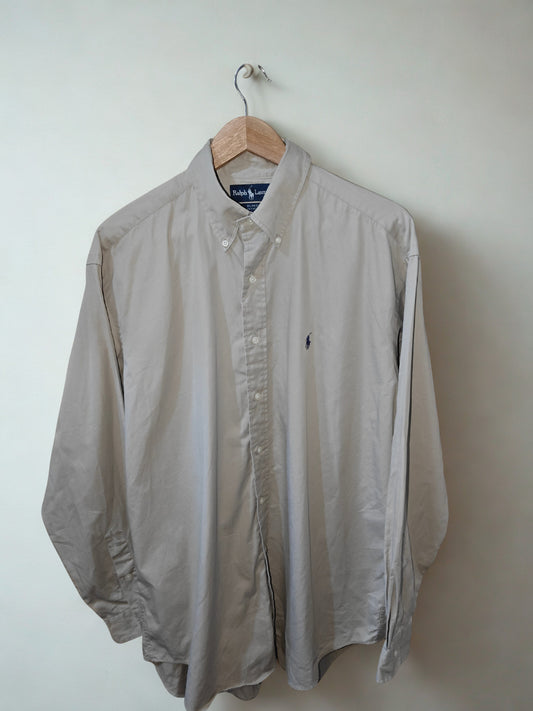 Ralph Lauren Blake Men’s Long Sleeve Button-Down Shirt Beige 100% Cotton Size