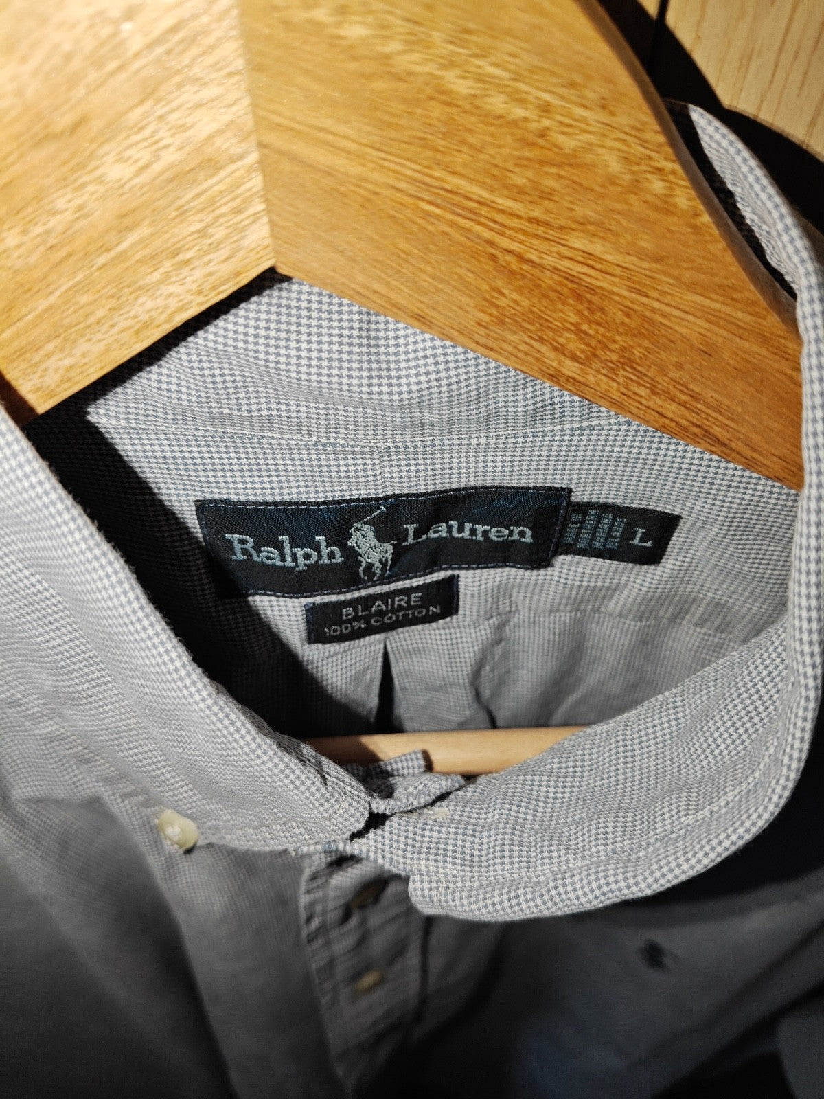 Ralph Lauren Blaire Men’s L Grey Micro-Check Short Sleeve Button-Down Shirt