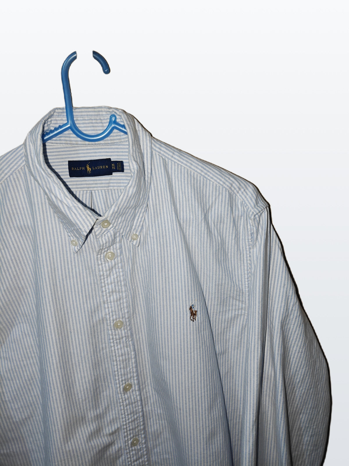 Ralph Lauren Men’s XL Dress Shirt Blue White Stripe Button Down Classic Fit