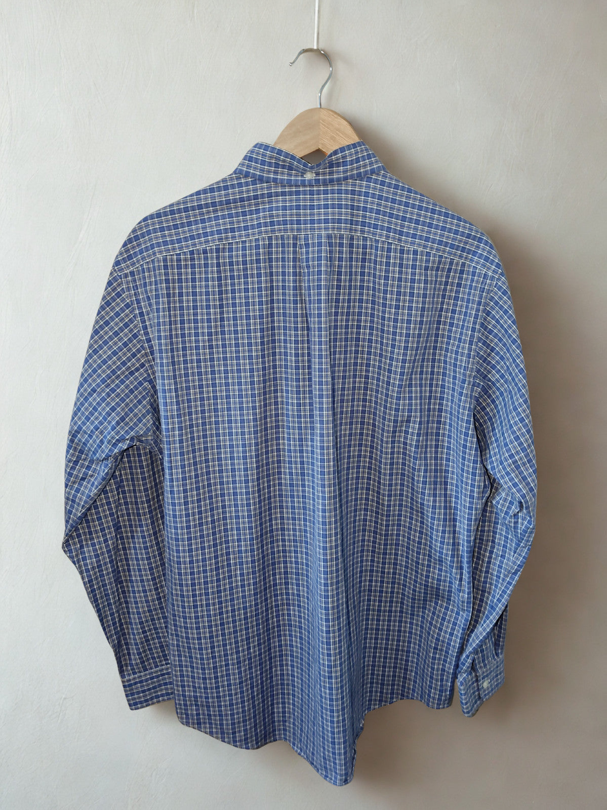 Ralph Lauren Men’s Long Sleeve Shirt – Blue Plaid, Custom Fit, Size L