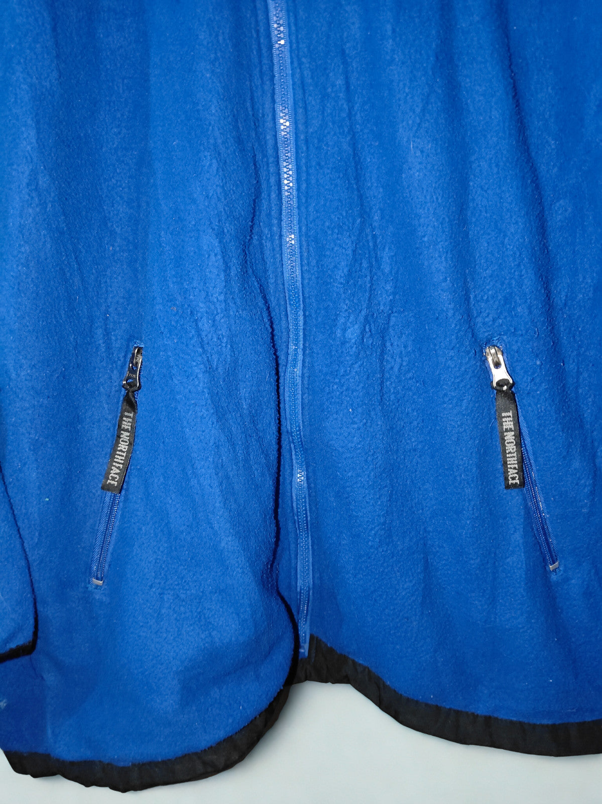 The North Face Blue &amp; Black Fleece Jacket Men's Large Vintage Full Zip GORE-TEX