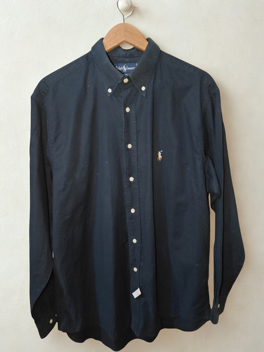 Ralph Lauren Yarmouth 100% Cotton Button Down Shirt Black Size 17-34 Classic Fit