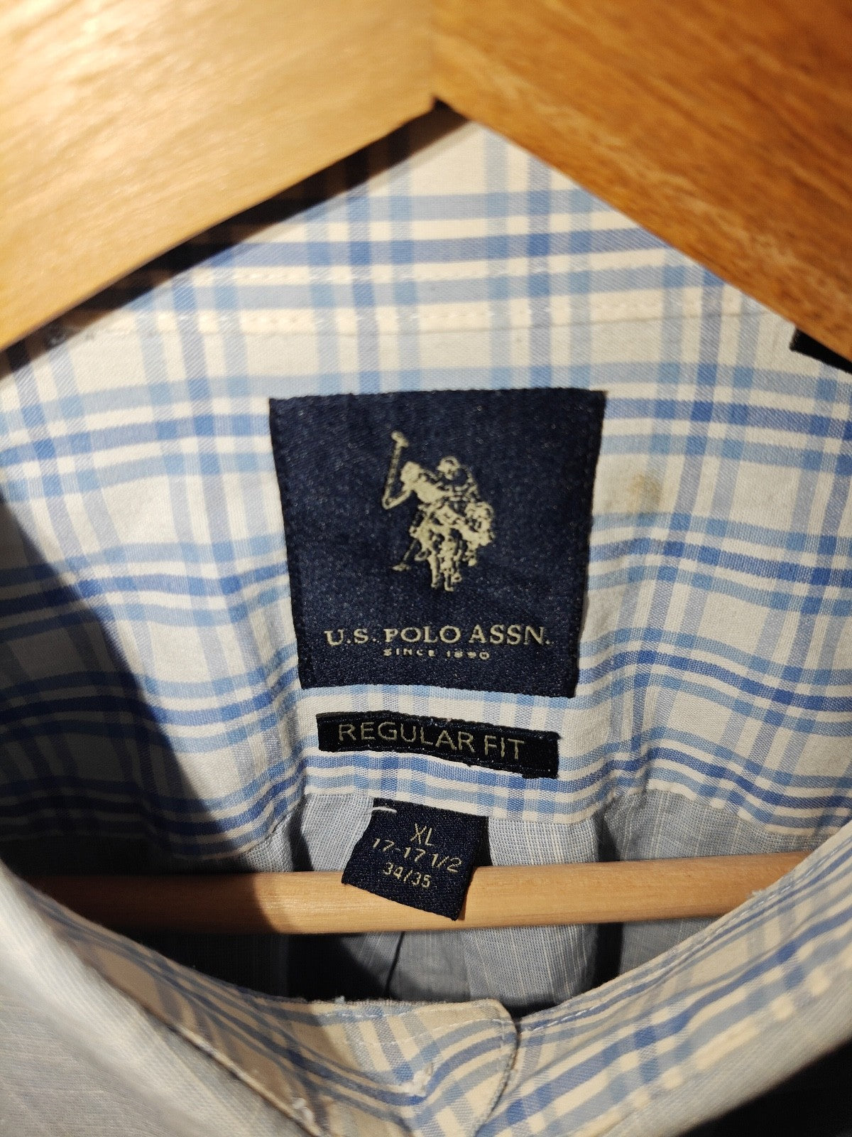 U.S. Polo Assn. Men’s Dress Shirt Light Blue Long Sleeve Regular Fit Size XL