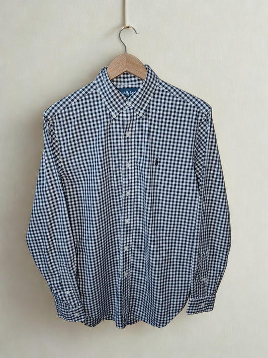 Ralph Lauren Classic Fit Black White Gingham Check Long Sleeve Shirt Size Medium