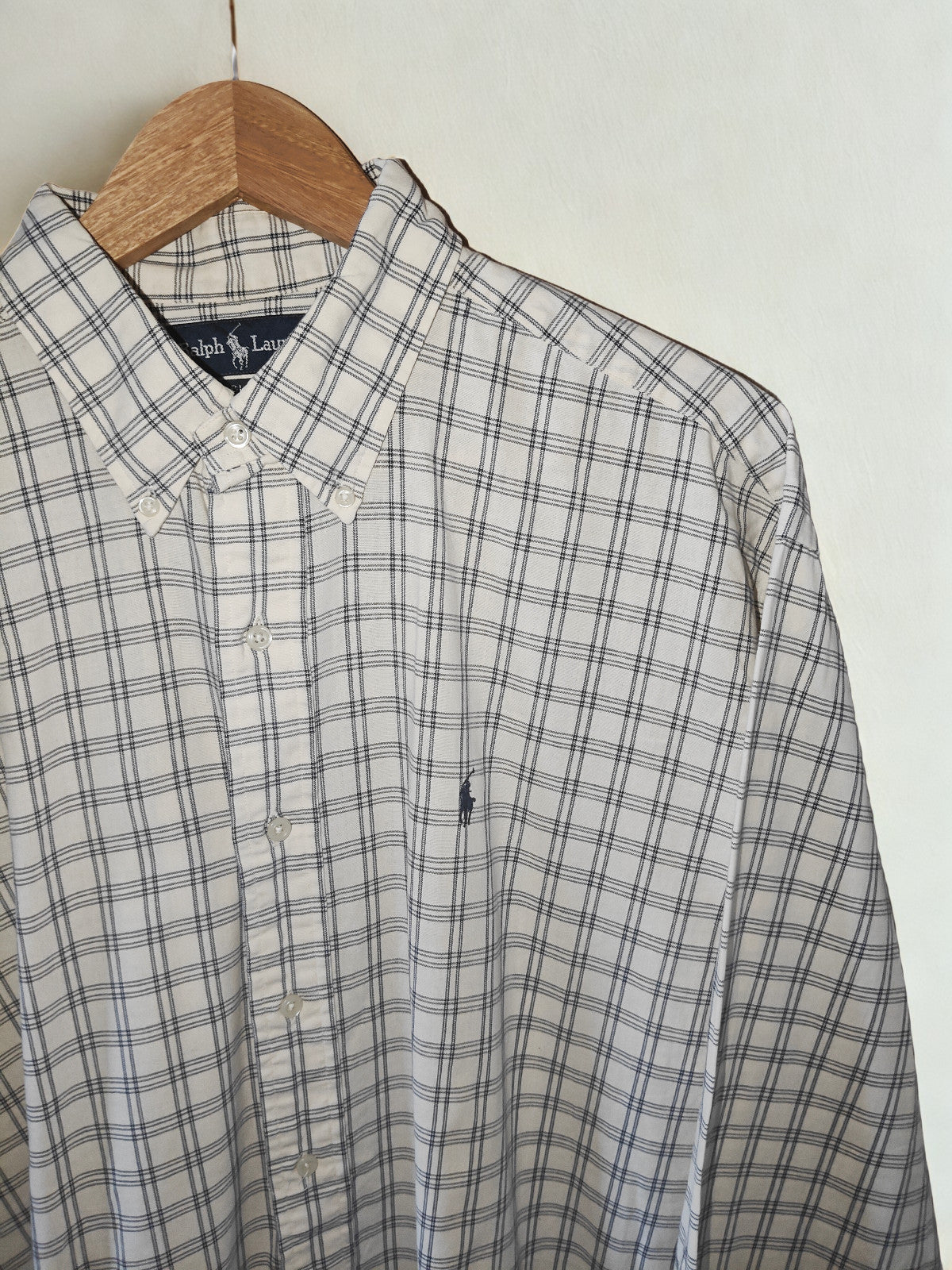 Ralph Lauren Blaire Men’s Button Down Shirt Navy White Check Long Sleeve Size