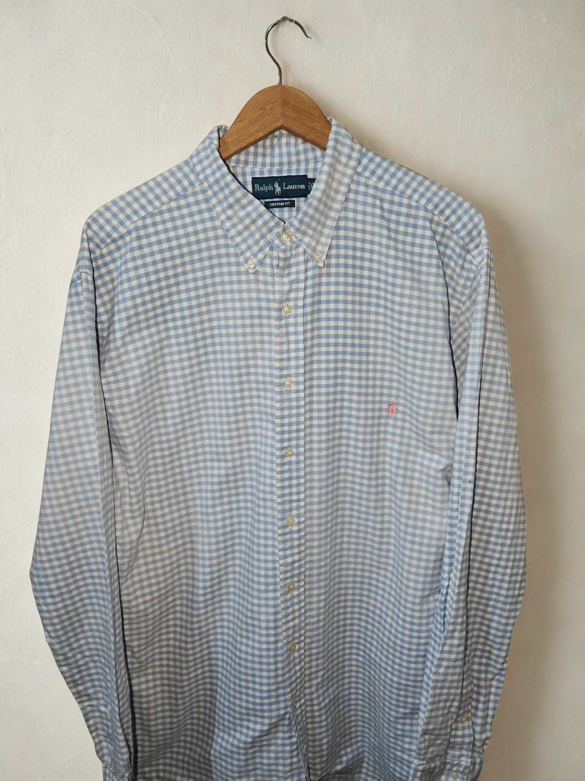 Ralph Lauren Custom Fit Men’s Long Sleeve Shirt Blue Gingham Check 2XLT Tall