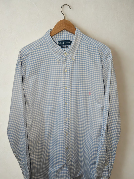 Ralph Lauren Custom Fit Men’s Long Sleeve Shirt Blue Gingham Check 2XLT Tall