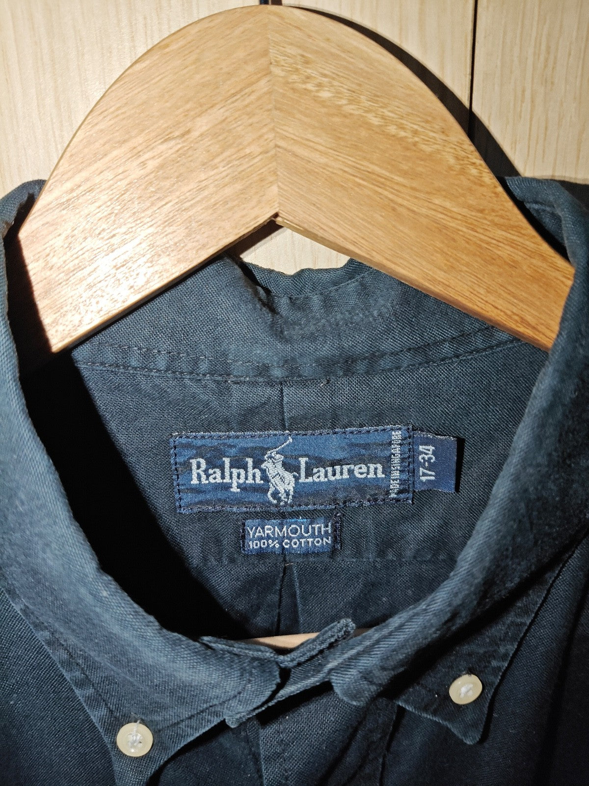 Ralph Lauren Yarmouth 100% Cotton Button Down Shirt Black Size 17-34 Classic Fit