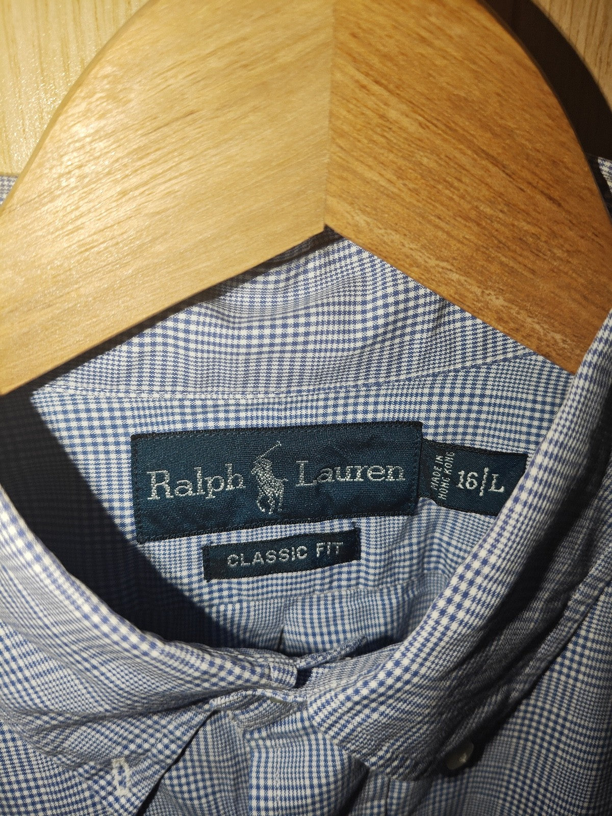 Ralph Lauren Men’s Classic Fit Shirt Blue Check Plaid Button Down  16/L