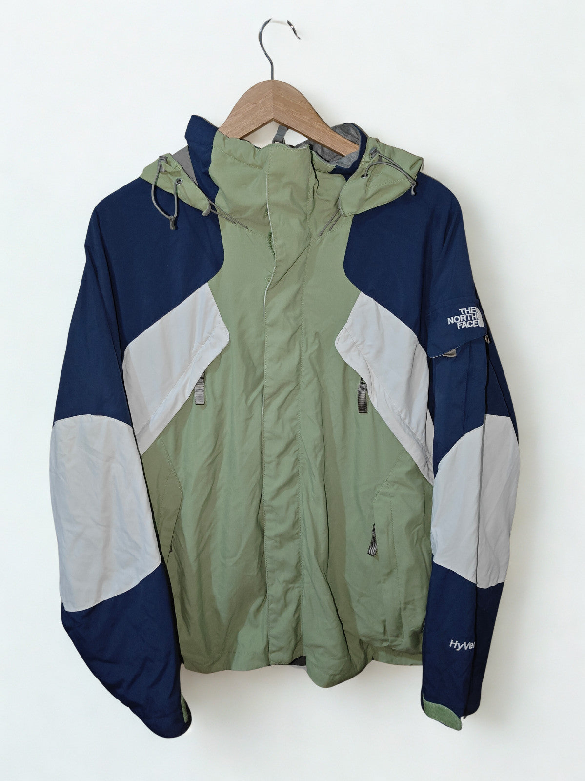 The North Face HyVent Hooded Jacket Men's Medium Green Blue Outdoor Jacket