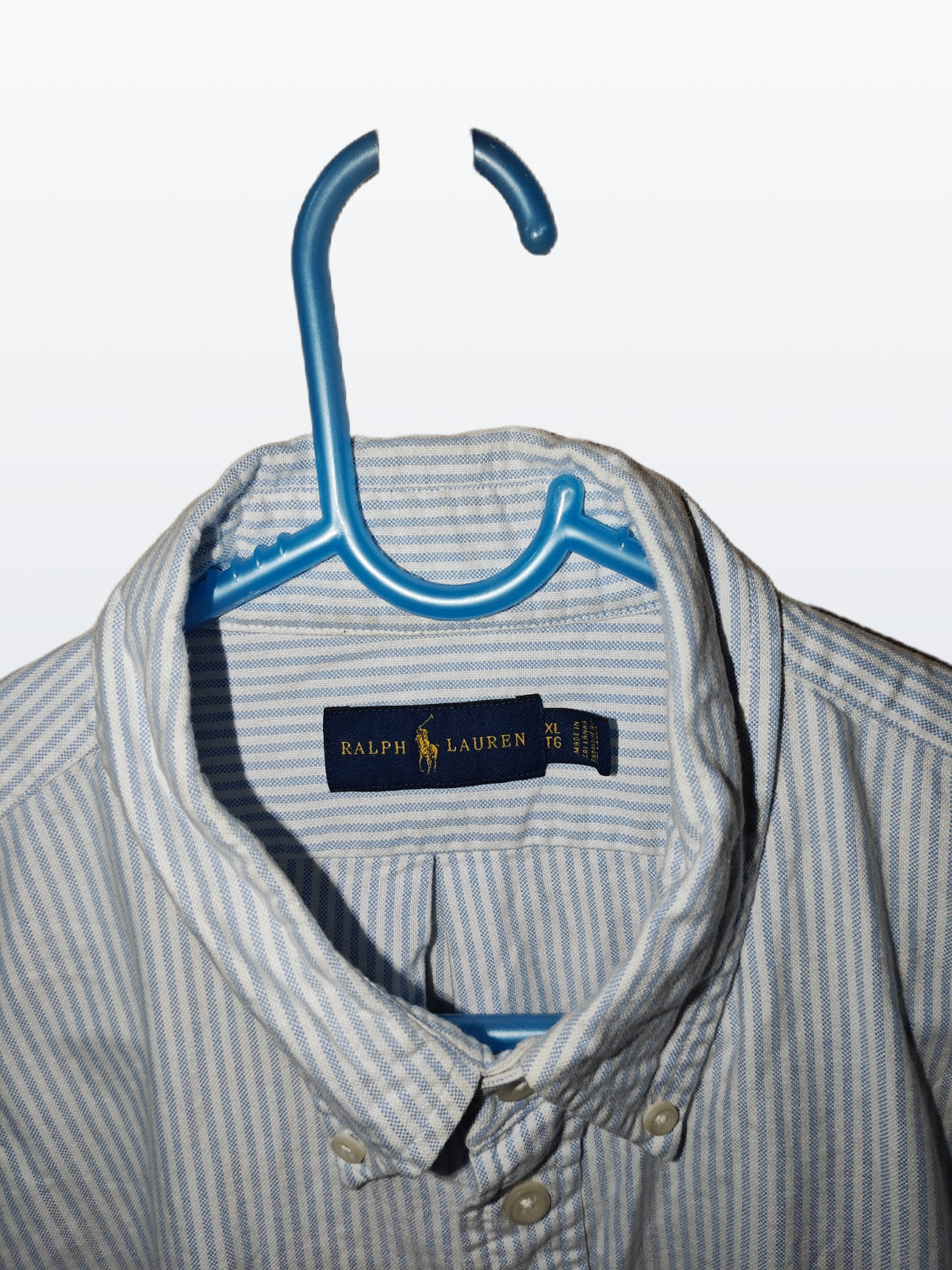 Ralph Lauren Men’s XL Dress Shirt Blue White Stripe Button Down Classic Fit