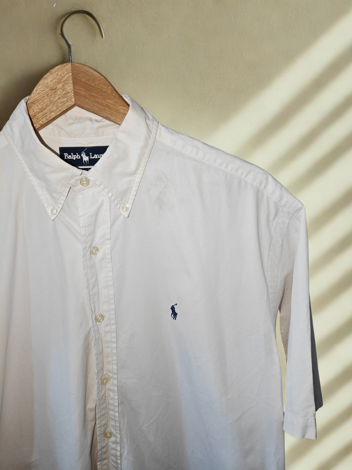 Ralph Lauren Blake Men’s Short Sleeve Button-Down Shirt White 100% Cotton Size