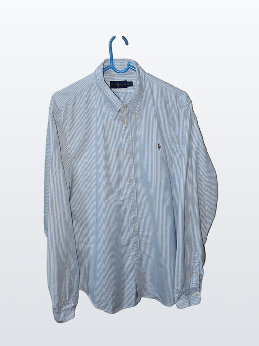 Ralph Lauren Men’s XL Dress Shirt Blue White Stripe Button Down Classic Fit