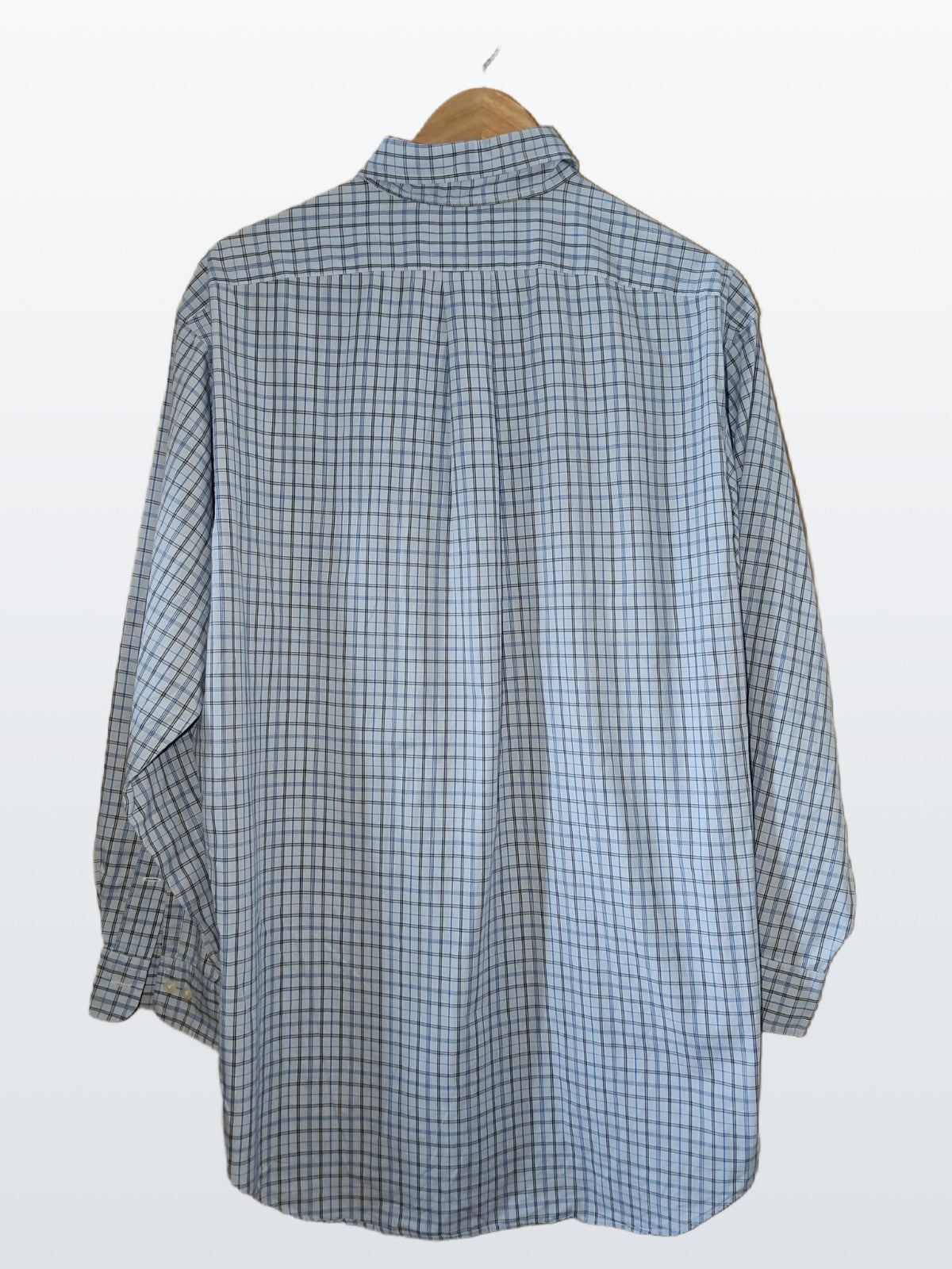 Ralph Lauren Yarmouth Men’s Shirt Blue White Check Long Sleeve Size 16.5 / 42