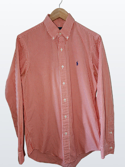 Ralph Lauren Men’s Small Red White Gingham Check Shirt Long Sleeve Cotton