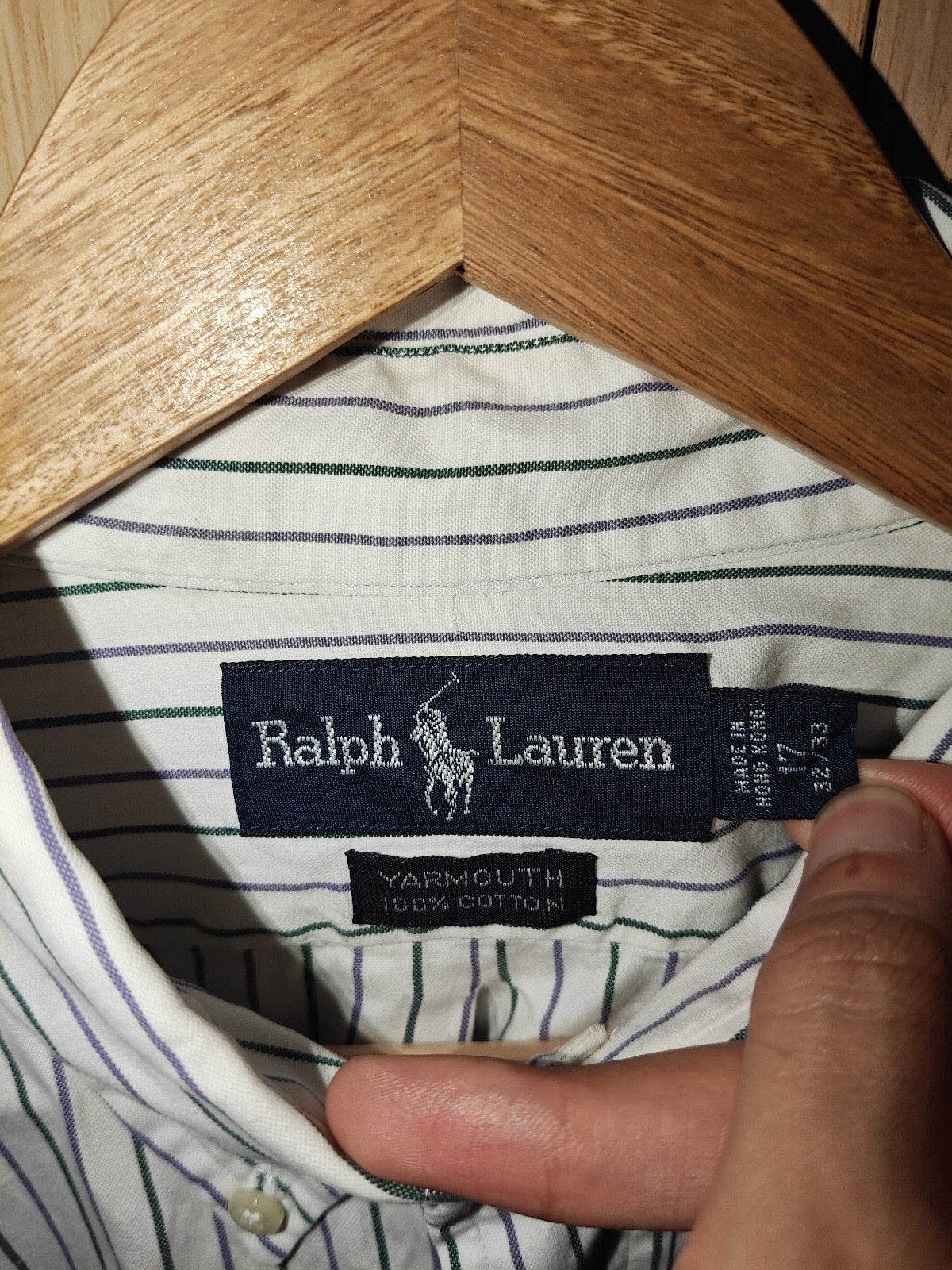 Ralph Lauren Yarmouth 100% Cotton Striped Shirt Men’s Size 17 32/33 Large L