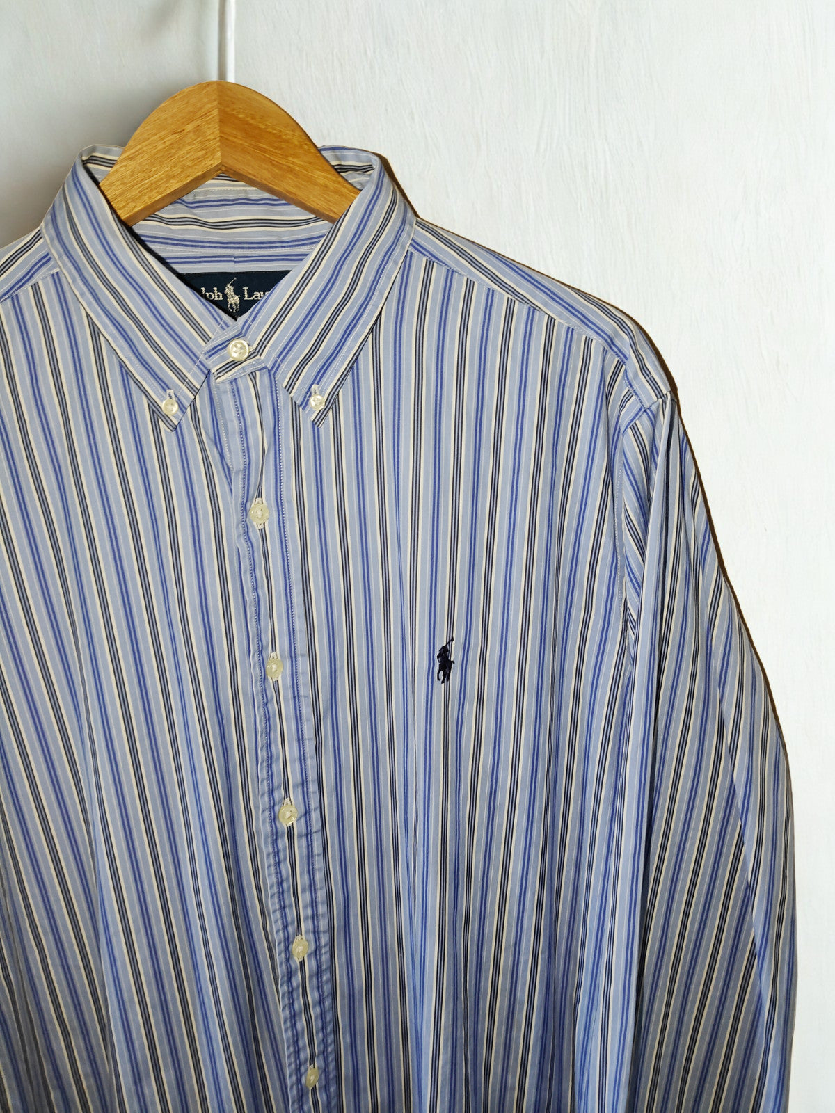Ralph Lauren Classic Fit XL Men’s Striped Button-Down Shirt – Blue &amp; White