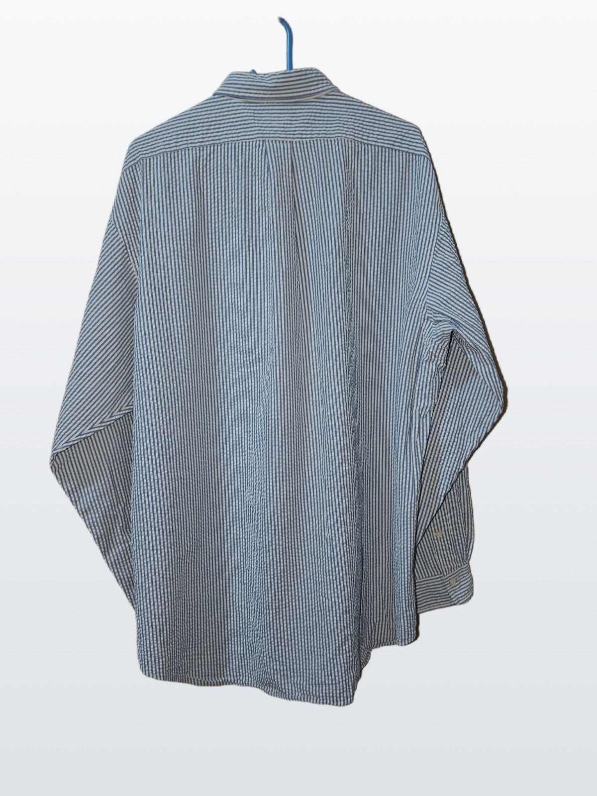 Ralph Lauren Men’s Shirt XL X- Large Blue White Stripe 100% Cotton Button-Down