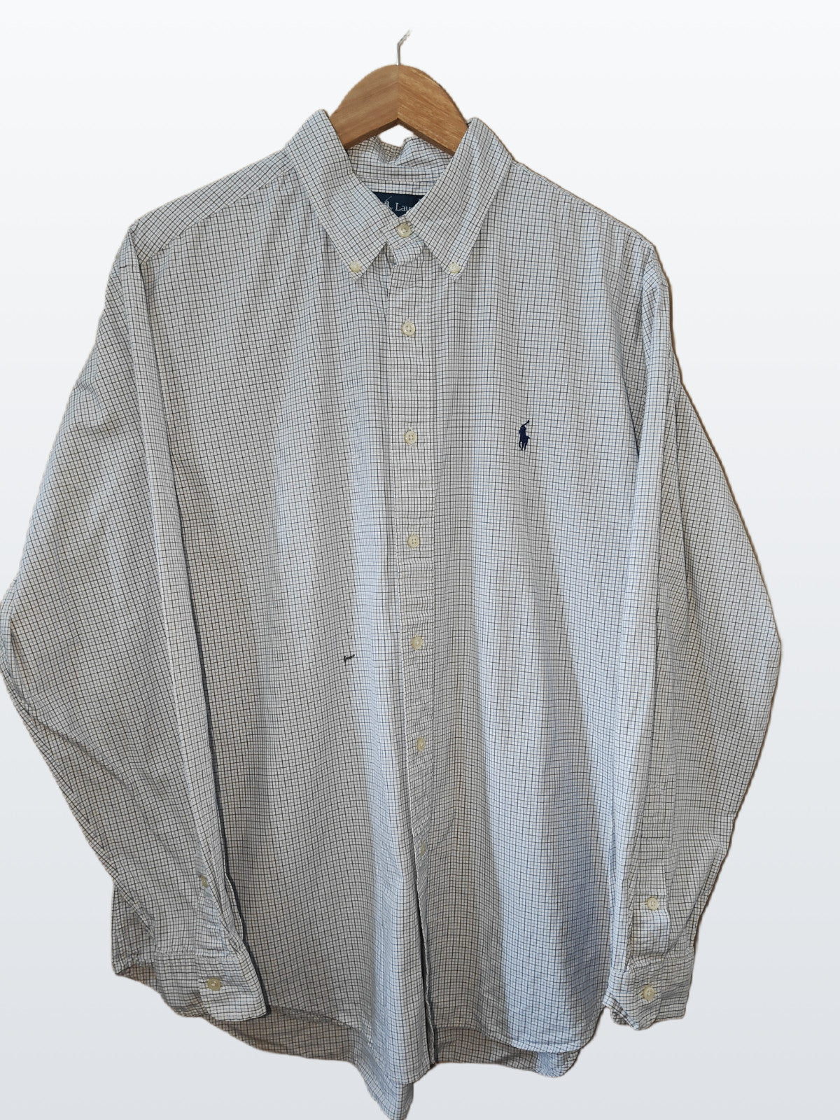 Ralph Lauren Men’s Shirt XL 17.5 Classic Fit Blue Check Long Sleeve
