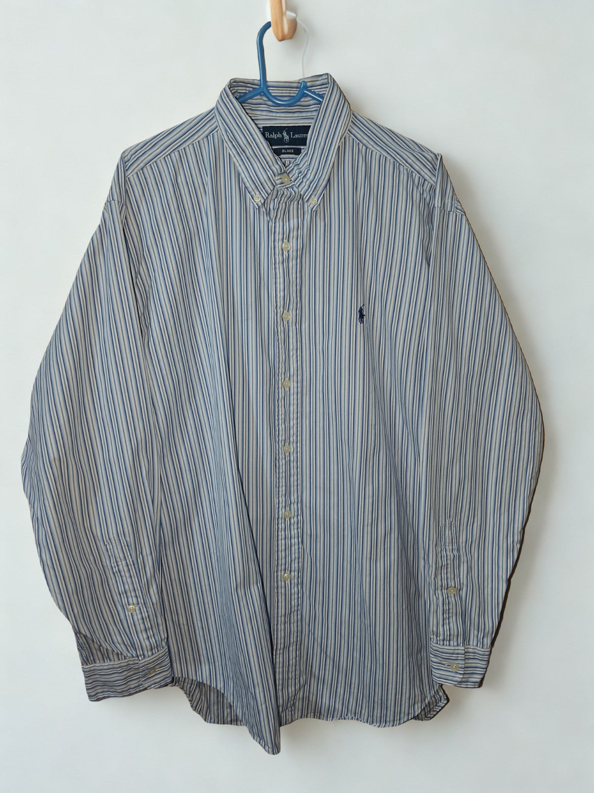 Ralph Lauren Blake Men’s Shirt L Large Blue White Stripe Button-Down Long